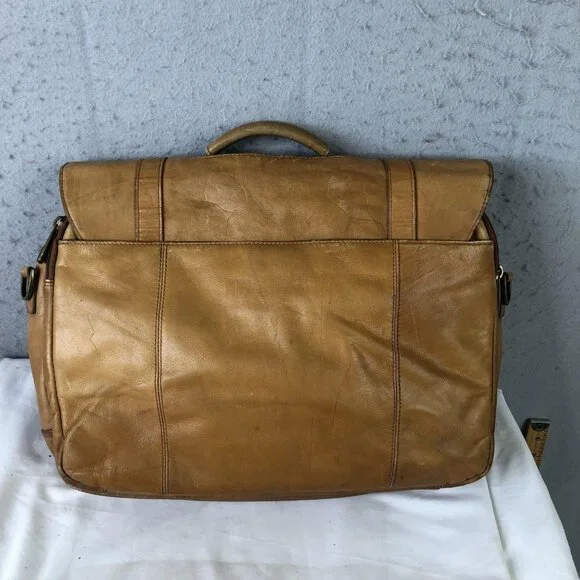 Samsonite Brown 18" Leather Laptop Bag Briefcase Mens Soft Case Satchel Work - Picture 2 of 16